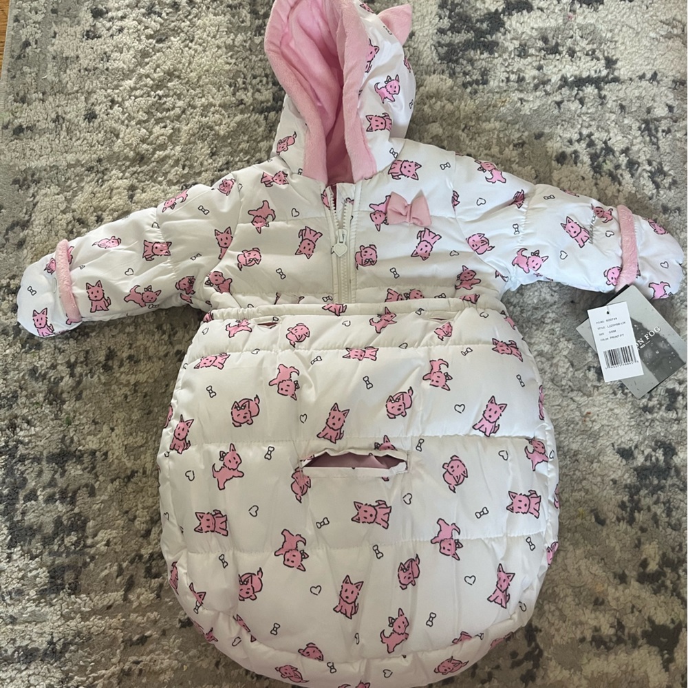 London fog newborn baby girl puffer carbag park bag size 0-6 months, 2 piece